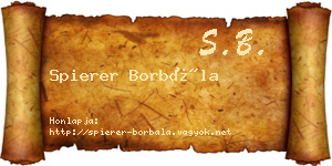 Spierer Borbála névjegykártya